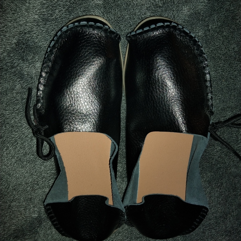 Black Leather Moccasin Shoes